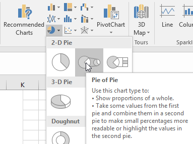 pie of pie chart excel