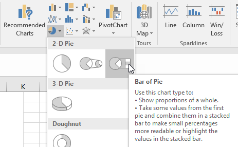 pie of pie chart excel