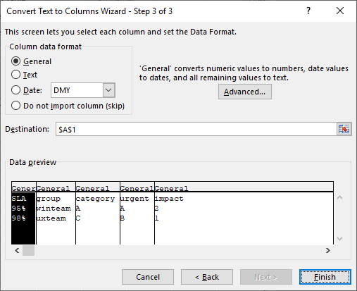 fix data single column excel