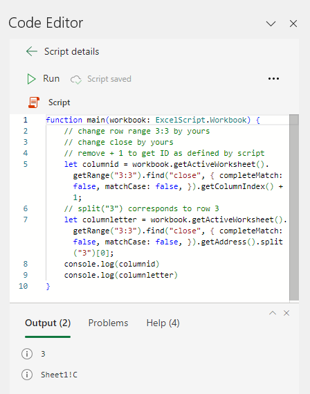 script excel