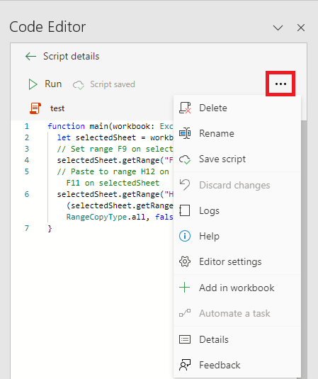 script excel