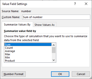 pivot table excel