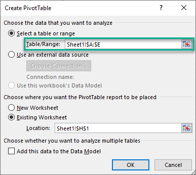 pivot table excel