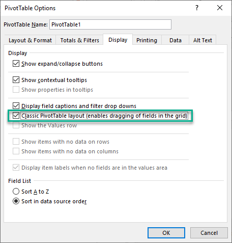 pivot table excel