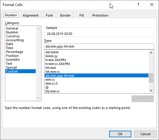 use time date hour excel